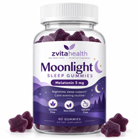 Gummies naturelles à faible teneur en sucre pour le sommeil, marque distributeur, avec 5 mg de mélatonine, vitamine et magnésium pour un endormissement plus rapide