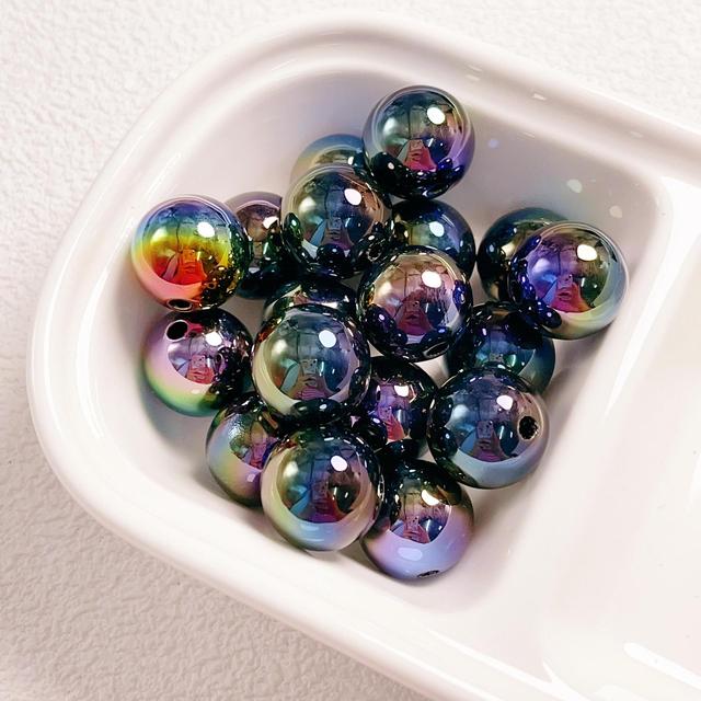 Shiny UV Coated Colorful Round Beads Straight Hole DIY Phone Lanyard Bracelet Accessories