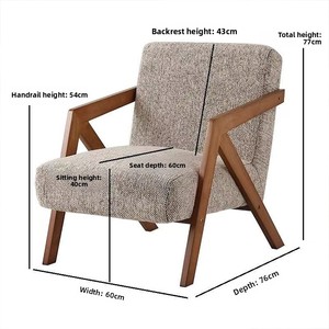 Sillón de Madera Maciza de Estilo Americano y Europeo de Mediados de Siglo. Silla para Sala de Estar con Cubierta de Lino, Estilo Mid-Century Lichade - Product Image 6