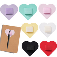 Porte-stylo auto-adhésif en cuir PU en forme de cœur créatif, étui élastique pour stylo, pochette réutilisable pour stylo, accessoires pour carnet