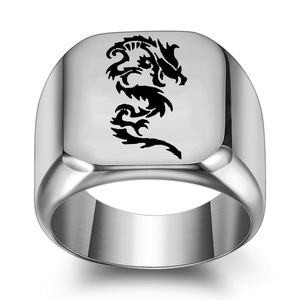 Anillo de Dragón Dorado para Hombre, 18MM Cuadrado, Acero Inoxidable, Joyería de Moda, Regalo - Product Image 3