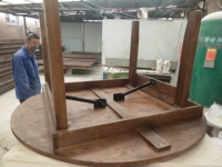 Table de salle à manger ronde moderne en bois massif pour l'extérieur, vente en gros d'usine, pour mariages et événements, plus de 10 places, réglable
