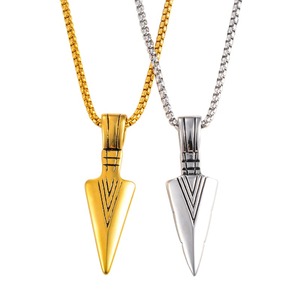 Collier avec pendentif lance en acier inoxydable pour hommes, couleur or et argent, accessoires pour hommes, mode Hip Hop, collier en métal, bijoux, cadeau - Product Image 2