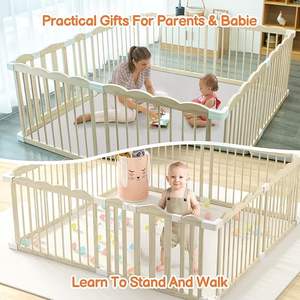 Parc en bois pour bébés et tout-petits Parc en bois massif avec portail - Product Image 6