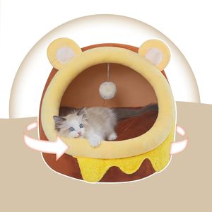 Современная Милая кошачья кровать для домашних кошек и щенков теплая мягкая пещерная кошачья гнездо Съемная стирка теплая - Product Image 4