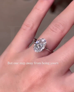 Anillo de compromiso de diamante ovalado, anillo de diamante cultivado en laboratorio ovalado, anillo de Halo oculto, anillo de oro blanco/amarillo/rosa, anillo de diamante para ella - Product Image 5