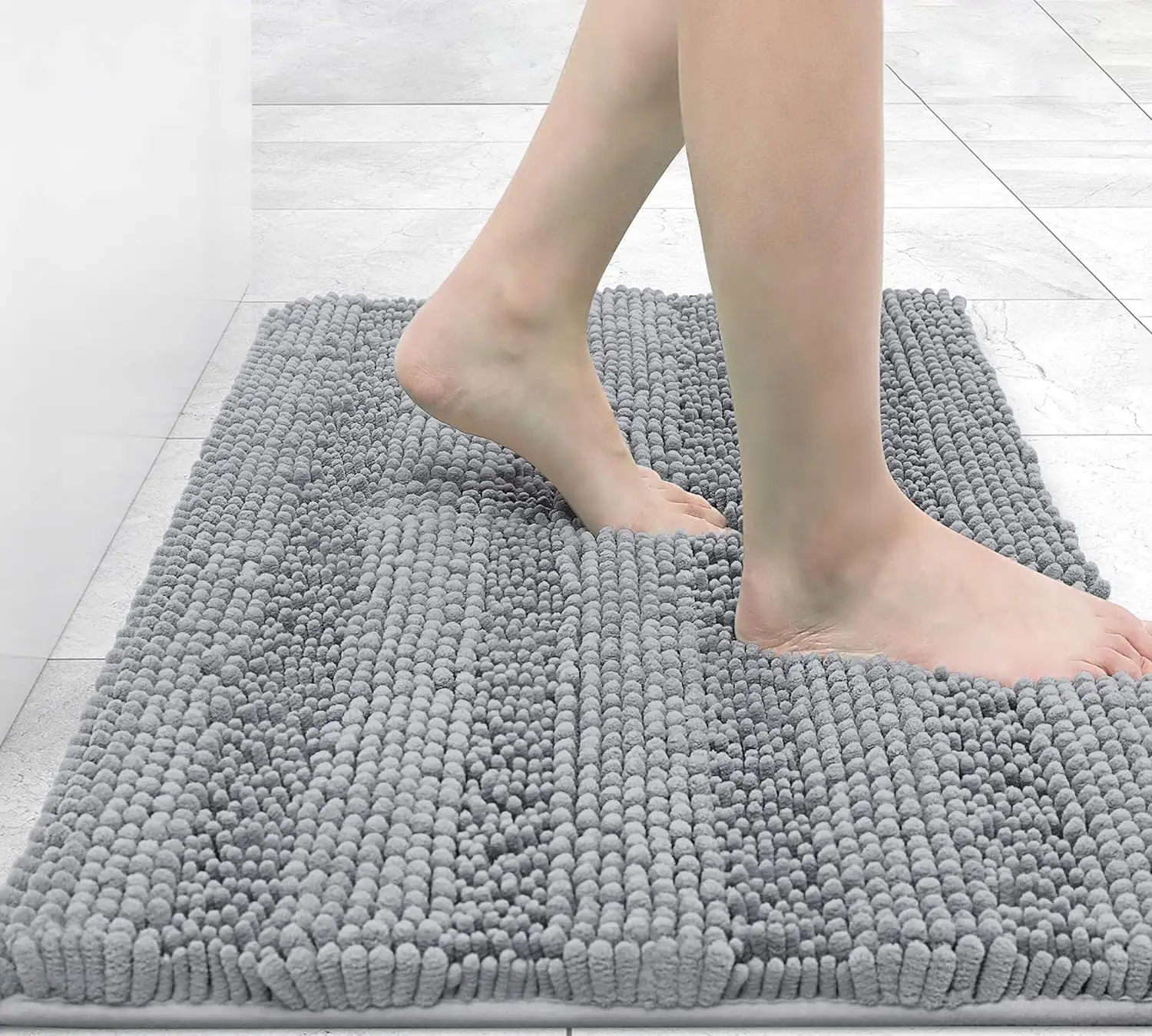 MU Custom size logo custom color extra thick absorbent bath rugs chenille bathroom rugs non-slip bath mat for bathroom