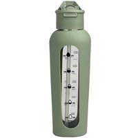 Bouteille d'eau de sport portable en silicone grande capacité avec tasse en verre monocouche et tube d'aspiration à clapet pour le camping (vente transfrontalière)