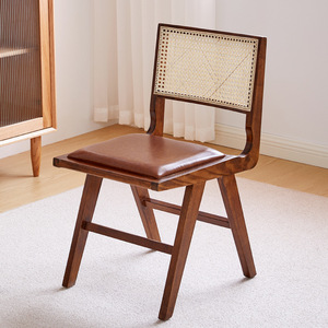 Chaise de salle à manger en bois massif de style mid-century avec assise en cannage naturel et <span class=keywords><strong>fauteuil</strong></span> en <span class=keywords><strong>rotin</strong></span> tressé à la main pour projets de bistrot et de café - Product Image 6