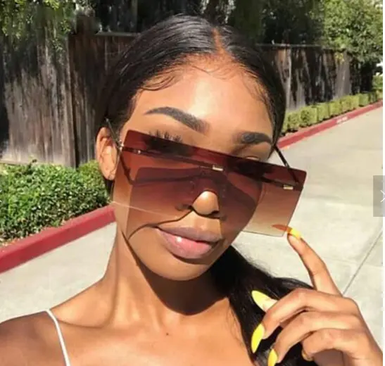 Sunglass Woman Shade Oversize Brown Sunglasses 2021 Women Rimless Sunglasses Big Shades