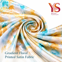 Tissu satiné imprimé numérique à motif floral dégradé RTS 75 g/m² - Faible quantité minimale de commande pour robe et foulard