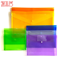 Porte-documents A4 personnalisé avec bouton-pression, pochette en plastique PP transparente, portefeuille, classeur de bureau avec fente pour carte