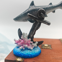 Ancre de requin Sculpture en polyrésine Base de corail Style d'art populaire Plage Résine Artisanat Motif animal Figurines souvenirs pour les touristes