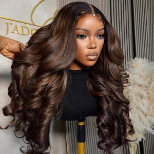 Parrucca Frontale in Pizzo Trasparente 13*4 Senza Colla, <span class=keywords><strong>Capelli</strong></span> Vietnamiti, Biondo Miele, Onde Voluminose, Marrone 13*6 HD 1B, Onde <span class=keywords><strong>Naturali</strong></span> Morbide - Product Image 1