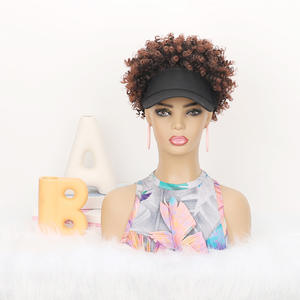 Perruque de style <span class=keywords><strong>afro</strong></span> en fibre synthétique de haute qualité pour femmes Long chapeau moelleux avec dentelle transparente Petite casquette de baseball pour le commerce extérieur - Product Image 2