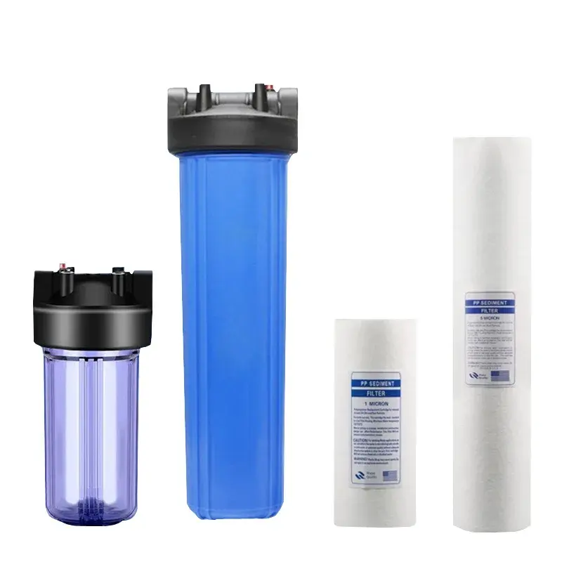 Carcasa de filtro transparente de agua de 10 pulgadas, carcasa de filtro de plástico utilizada para filtro doméstico