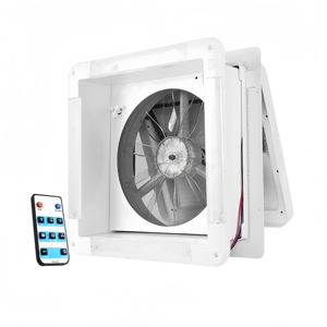 Ventilateur de toit RV 12V à télécommande, 6 vitesses, avec rideau pare-soleil pour <span class=keywords><strong>camping</strong></span>-<span class=keywords><strong>car</strong></span>, ventilateur d'évacuation de salle de bain 400x400mm - Product Image 6