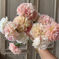 Guerlande artificielle simple tige de carnations roses décoratives en plastique et soie pour la Fête des Mères, les mariages, les arrangements floraux extérieurs et la photographie