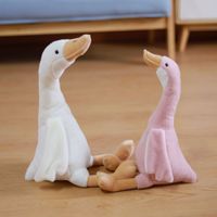 Grand Canard Blanc Oie Cygne Peluche Poupées Apaisante Doublure En Maille Brodée Soulagement Du Stress Cadeaux pour Les Mariages D'anniversaire Des Femmes