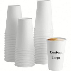 High Quality Durable Disposable Food Grade <b>Thick</b> 12 Oz White Hot Single Double <b>Wall</b> Coffee <b>Paper</b> Cup Silk Screen Printed Logo - Product Image 1