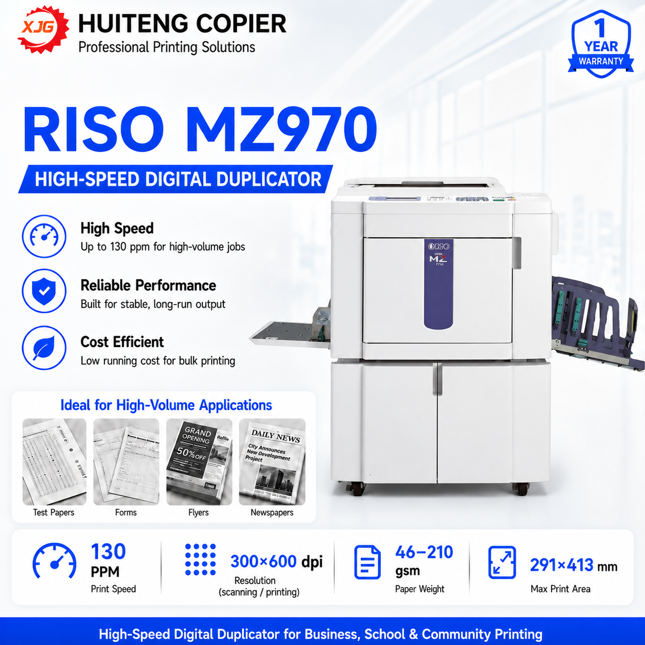 Refurbished Riso MZ 970 - High-Speed Print & Copy Machine