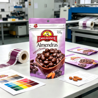 Sachet refermable personnalisé imprimé avec trou de suspension en plastique alimentaire pour snacks, noix et chocolat