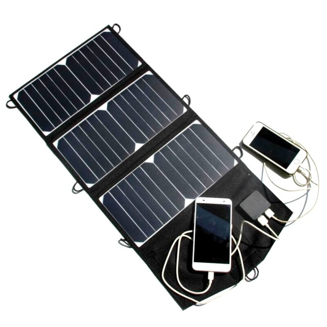 Portable 21W Dual USB Sunpower Foldable Travel Size Solar Panel Charr for Mobile Phones and Power Banks