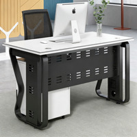 Bureau de direction avec plateau en MDF trempé, bureau moderne, mobilier de bureau, table