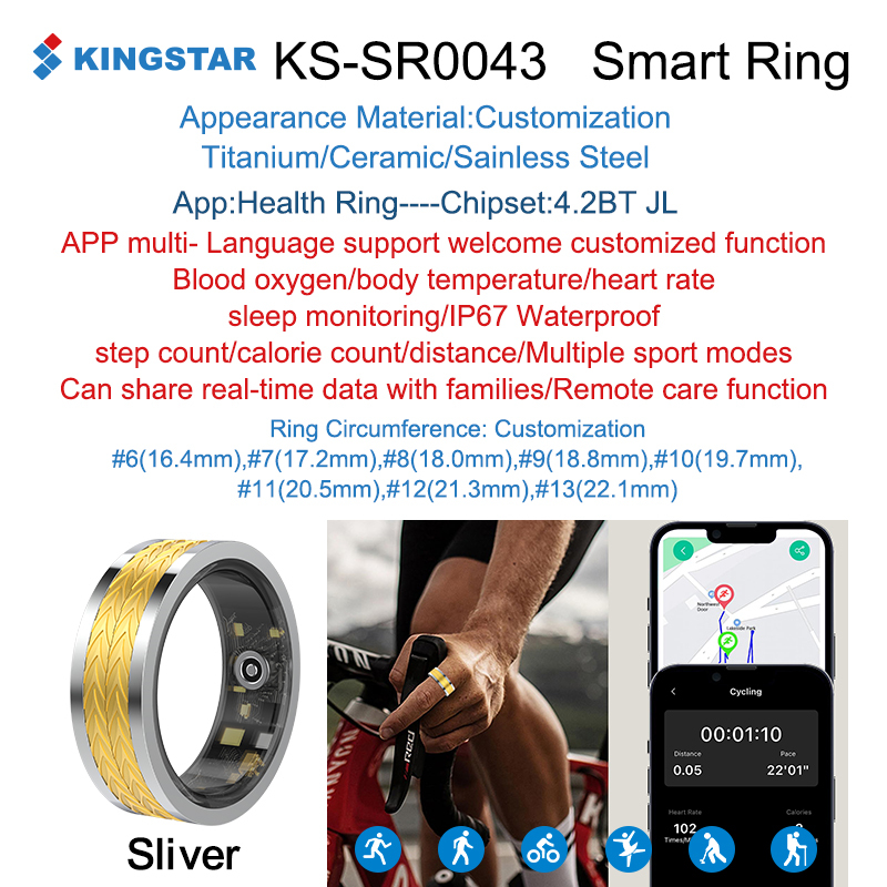 ทอง- Kingstar- SR0043-AI สุขภาพ-การนอนหลับ-ฟิตเนส-แหวนอัจฉริยะ