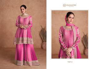 Nueva colección étnica Chinon Salwar traje para mujer elegante Palazzo traje pakistaní disponible para venta de exportación - Product Image 4