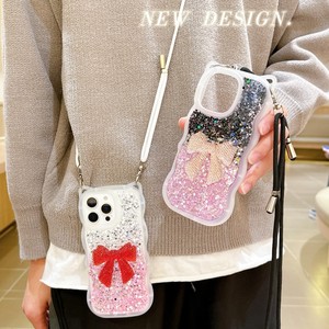 Coque de téléphone antichoc en TPU avec dégradé de paillettes et nœud décoratif pour iPhone 13/14/15/16/17 Pro Max, personnalisable - Product Image 3