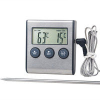 Termometer Daging dengan Probe untuk Oven, Barbekyu, dan Pemanggangan, Dilengkapi Timer Dapur dengan Fitur Countdown