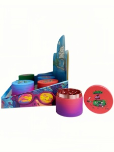 <b>Herb</b> Grinder 6 Pcs Display <b>Box</b> Round Zinc Alloy Magnetic Lid Colorful Design For Smooth Grinding - Product Image 6