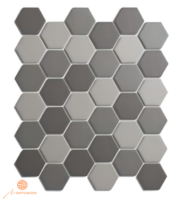 Nhiều Màu Xám Mix Toàn Thân <span class=keywords><strong>Hexagon</strong></span> Lưới Gắn Sứ Mosaic Tường Gạch Trang Trí Gạch Mosaic Gốm 282x271mm - Product Image 1