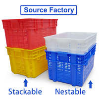 Caisses en plastique à mailles empilables et emboîtables, bacs de rangement en HDPE, durables, résistantes à la charge, personnalisées, de haute qualité, pour les fermes et les supermarchés