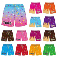 Shorts de sport en maille avec poche, shorts de course d'entraînement, shorts de baseball en maille avec sublimation, shorts de sport de gym avec des paillettes de crème glacée pure