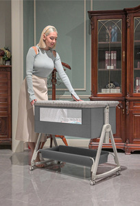 Culla a dondolo per neonati con ruote, set biancheria da <span class=keywords><strong>letto</strong></span> per culla, <span class=keywords><strong>lettino</strong></span> da viaggio, <span class=keywords><strong>lettino</strong></span> da affiancare al <span class=keywords><strong>letto</strong></span> con ruote - Product Image 2