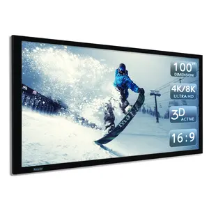 Pantalla de marco fijo plano obsidiana de largo alcance ALR Material de pantalla para sistema de cine 3D pantalla PRO 100 pulgadas Marco de proyector de PVC 0,8