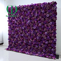 Dinding Bunga 3D 5D Mawar Ungu Pink Hydrangea Artificial Real Touch untuk Dekorasi Fotografi Pesta Pernikahan