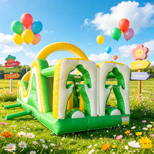 Parcours d'obstacles gonflable géant avec toboggan en PVC, installation facile - Jeu interactif de défis en plein air pour enfants - Product Image 5