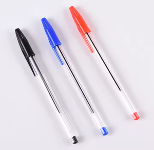 고품질 로고 맞춤 제작 투명 플라스틱 볼펜 (빨강, 파랑, 검정) 학교 사무용 - Product Image 2