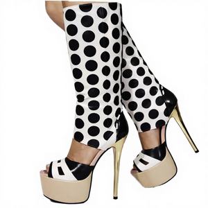 Botas Altas de Tacón de Aguja con Plataforma y Punta Abierta Estilo Western para Mujer, Tallas Grandes 47, Antiolor, Ligeras, Personalizables en Color - Product Image 3