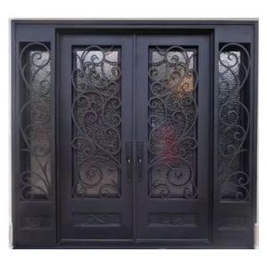 <span class=keywords><strong>Porte</strong></span> de villa moderne en fer forgé <span class=keywords><strong>avec</strong></span> ouverture pivotante Vitrage affleurant et pivot caché - Product Image 2