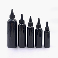 Prix usine 3oz 4oz 5oz 8oz bouteille d'huile pour cheveux à capuchon tournant en plastique PET noir ambre clair avec impression de logo personnalisé