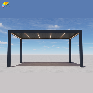 Açık Hava Panjurlu Alüminyum 10x12 Pergola, Perde Kaplamalı, Tenteli, Otopark Tarzı Pergola Seti, Guangzhou - Product Image 3