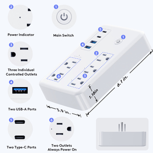 Tuya nhà thông minh EU chúng tôi loại Wifi Power Strip đa mở rộng dây Power Strip với 15A 5 cửa hàng và 4 cổng USB hẹn giờ ổ cắm - Product Image 3