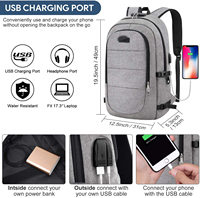 Mochila antirrobo con Panel trasero de flujo de aire para ordenador, morral de uso diario