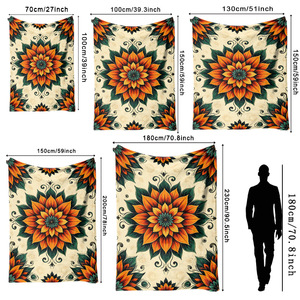 Couverture en flanelle à motif floral tournesol, plaid léger et respirant pour la sieste, idéal pour la chaleur hivernale, impression personnalisée OEM ODM - Product Image 2