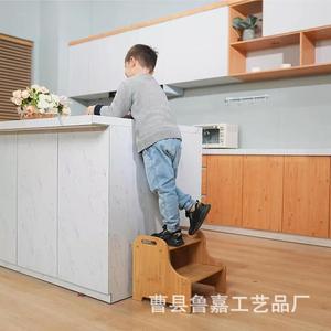 Taburete Infantil de Madera Color Natural para Niños de 2 a 6 Años, Taburete Elevador para Baño y Lavabo - Product Image 2