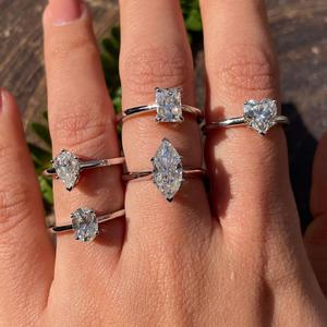Hot Sale Frauen Silber Moissan ite Fine Jewelry Probe Verlobung Marquise Cut 1ct 2ct 3ct Moissan ite Hochzeit Fingerringe Set - Product Image 3
